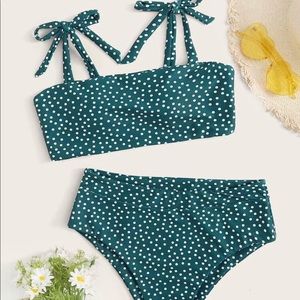 SHEIN Polka Dot Tie Shoulder Bikini